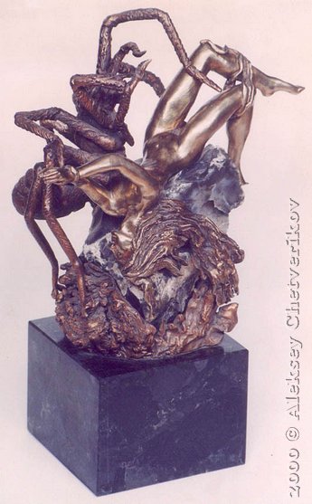 Pautina, 1998, 32*16*16, bronze, agate, labradorite