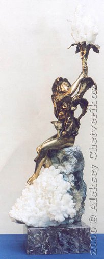 Pena, 1998, 43*15*15, bronze, charoite, agate, skapelite